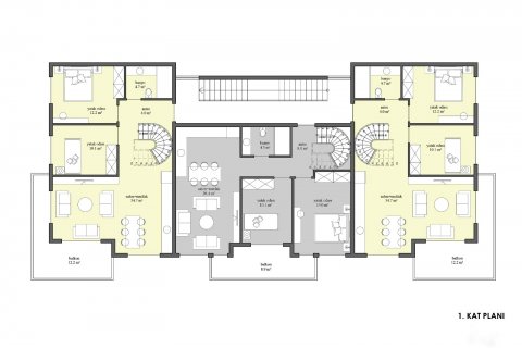 آپارتمان در  Side ، امارات متحده عربی 2 خوابه ، 74 متر مربع.  شماره 81361 - 2