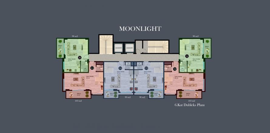 پنت هاس در در Moonlight Star Residence Avsallar ، امارات متحده عربی 3 خوابه ، 115 متر مربع.  شماره 84551