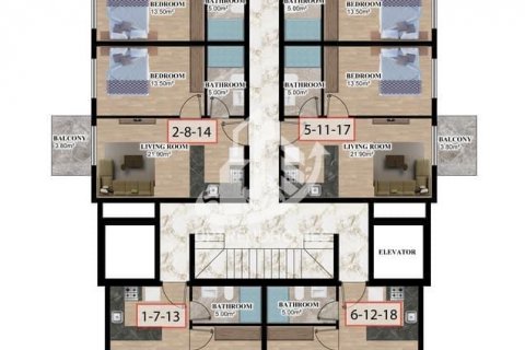 آپارتمان در  Oba ، امارات متحده عربی 1 خوابه ، 55 متر مربع.  شماره 84030 - 21
