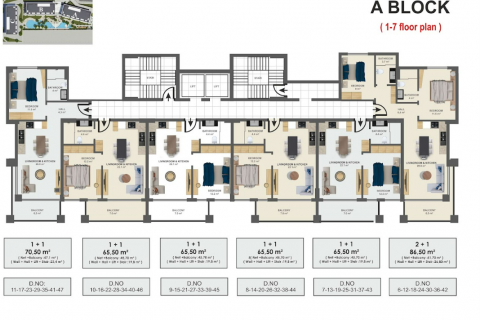 آپارتمان در  Alanya ، امارات متحده عربی 1 خوابه ، 65 متر مربع.  شماره 81283 - 3