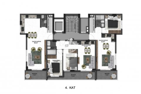 آپارتمان در  Oba ، امارات متحده عربی 1 خوابه ، 56 متر مربع.  شماره 84834 - 25