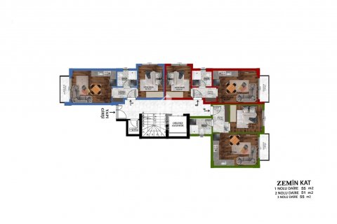آپارتمان در  Gazipasa ، امارات متحده عربی 1 خوابه ، 55 متر مربع.  شماره 83642 - 16