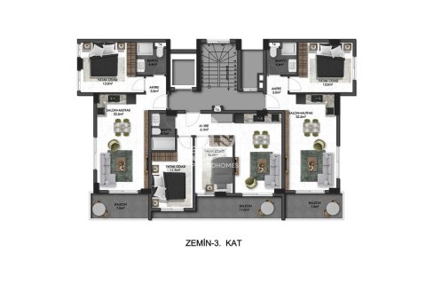 آپارتمان در  Oba ، امارات متحده عربی 1 خوابه ، 56 متر مربع.  شماره 84834 - 24