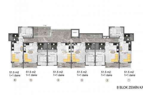 آپارتمان در  Konakli ، امارات متحده عربی 1 خوابه ، 51 متر مربع.  شماره 80087 - 30