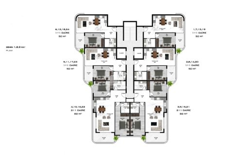 آپارتمان در  Mahmutlar ، امارات متحده عربی 1 خوابه ، 50 متر مربع.  شماره 80088 - 11