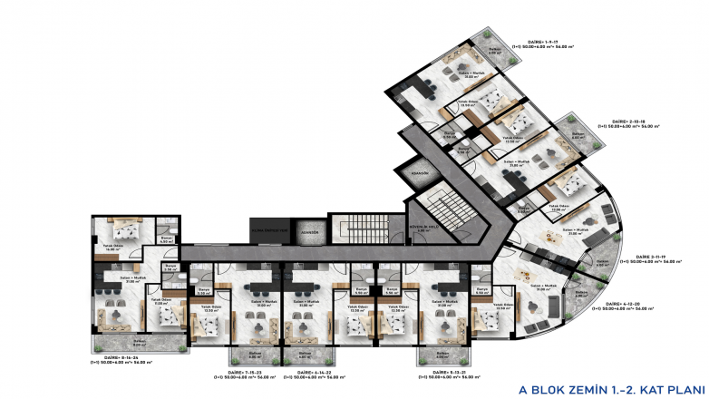 آپارتمان در در Moonlight Blue Residence Avsallar ، امارات متحده عربی 2 خوابه ، 75 متر مربع.  شماره 122974