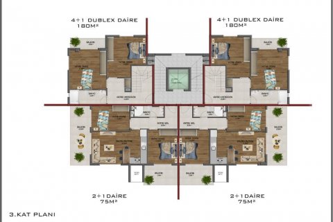 آپارتمان در  Oba ، امارات متحده عربی 2 خوابه ، 75 متر مربع.  شماره 85069 - 23