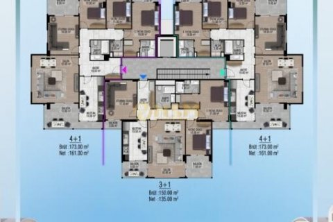 آپارتمان در  Alanya ، امارات متحده عربی 3 خوابه ، 150 متر مربع.  شماره 83854 - 5