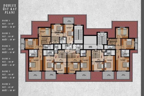 آپارتمان در Demirtas،  Alanya ، امارات متحده عربی 1 خوابه ، 60 متر مربع.  شماره 83372 - 14