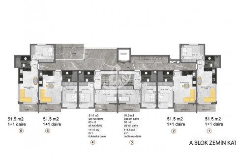آپارتمان در  Konakli ، امارات متحده عربی 1 خوابه ، 51 متر مربع.  شماره 80087 - 26