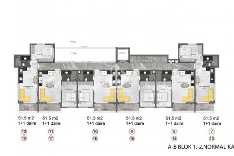 آپارتمان در  Konakli ، امارات متحده عربی 1 خوابه ، 51 متر مربع.  شماره 80087 - 27