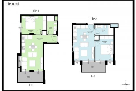 آپارتمان در  Alanya ، امارات متحده عربی 1 خوابه ، 57 متر مربع.  شماره 85183 - 11