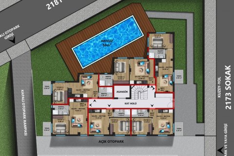 آپارتمان در Lara،  Antalya ، امارات متحده عربی 1 خوابه ، 56 متر مربع.  شماره 85916 - 5