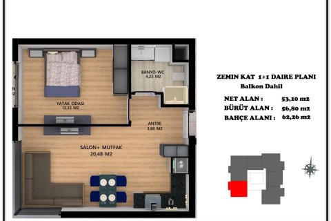 1+1 Leilighet  i Antalya, Tyrkia Nr. 53613 - 10