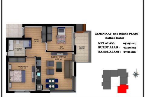 2+1 Leilighet  i Antalya, Tyrkia Nr. 53614 - 9