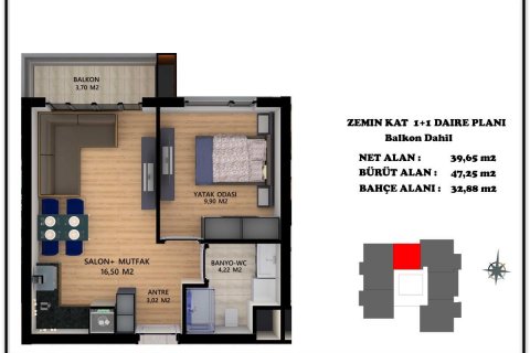 1+1 Leilighet  i Antalya, Tyrkia Nr. 53613 - 8