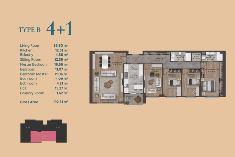 4+1 Leilighet  i Istanbul, Tyrkia Nr. 63642 - 7