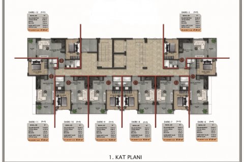 1+1 Lägenhet  i Alanya, Antalya, Turkiet Nr. 51686 - 25