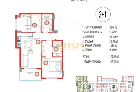 1+1 Lägenhet  i Alanya, Antalya, Turkiet Nr. 83845 - 18