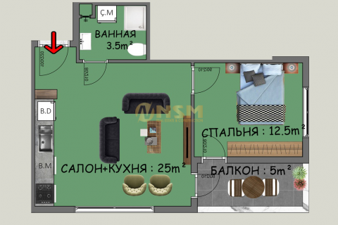 Dubleks daire  1+1  Alanya, Antalya, Türkiye №38578 - 18