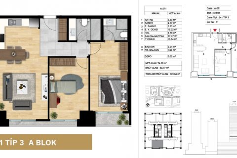 Продажа квартиры  в Аташехир, Стамбуле, Турция 2+1, 121м2, №53830 – фото 11