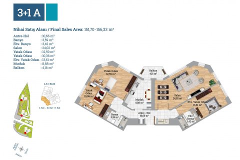 Продажа квартиры  в Картале, Стамбуле, Турция 3+1, 152м2, №53792 – фото 16